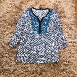 Lucky Brand Floral Blue and White Top